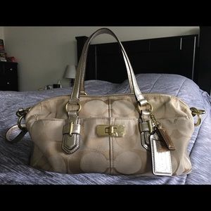 Coach Satchel/Purse Tan/Gold